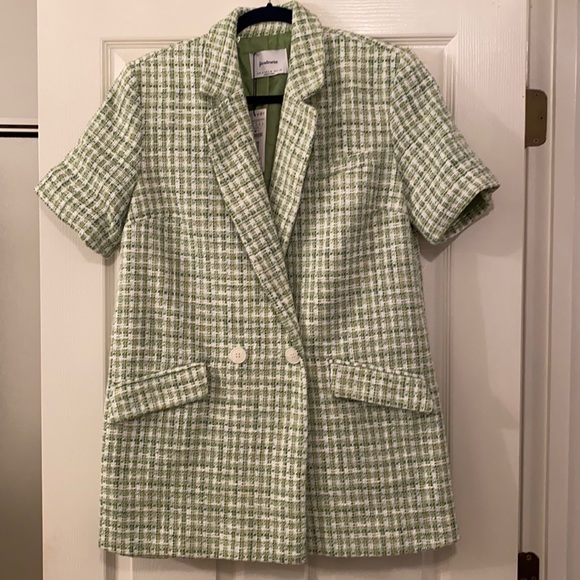 Nwt Stradivarius Ss Green Tweed Blazer 